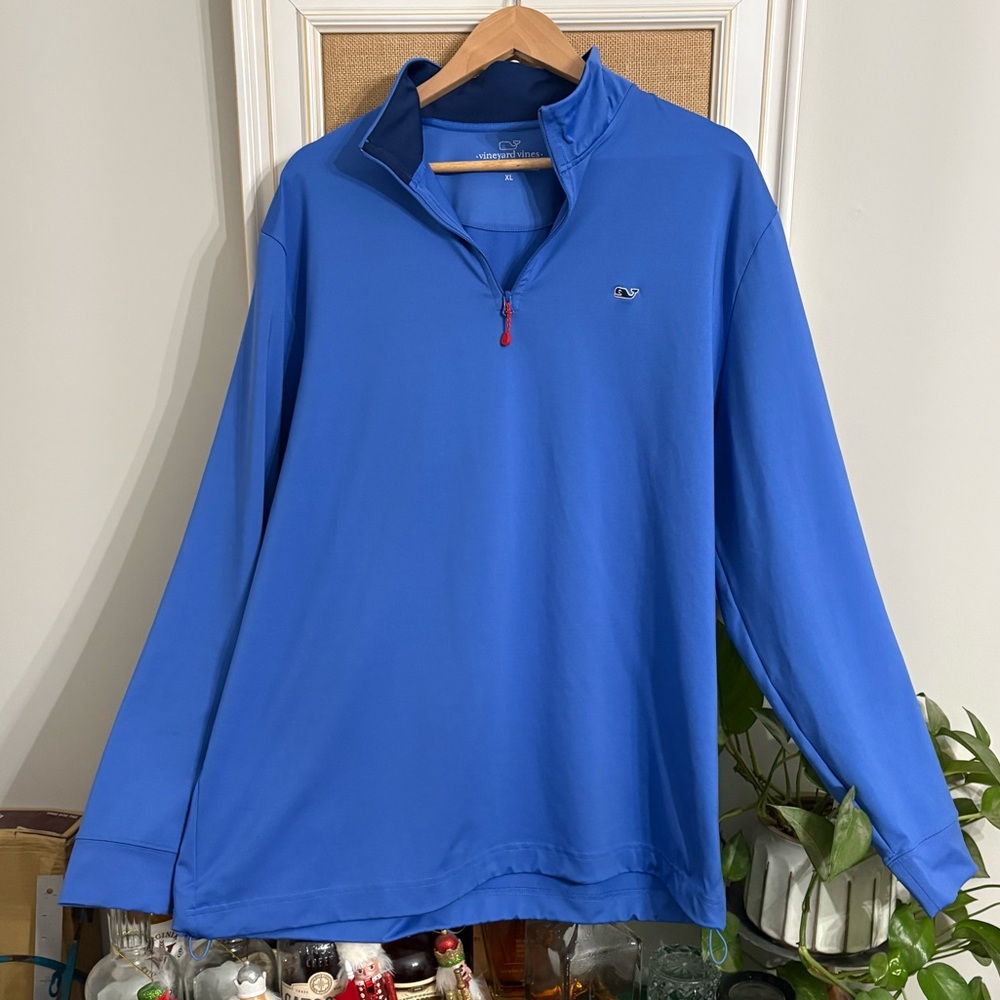 Vineyard Vines Bright Blue performance 1/4 zip Sz XL EUC